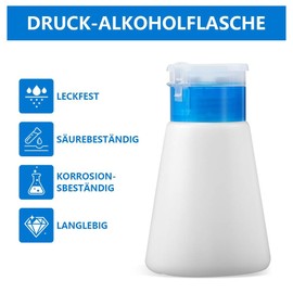 Funalix Dispenser Pumpflasche,2 Stück Kunststoff Push Down Leere Reiniger Flasche mit 1 Dispensier Trichter,Flüssiger Flaschen Behälter für Entferner Nagellackentferner(180ml)