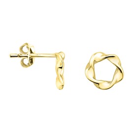 SOFIA MILANI - Women's Earrings 925 Silver - Twisted Circle Stud Earrings, Yellow Gold, No Gemstone