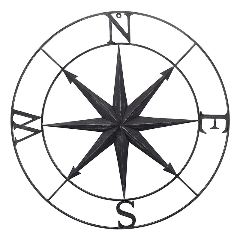 Bellaa 27451 North Star Metal Wall Decor Nautical Compass Coastal