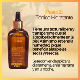 Set 5 Piezas Cuidado Facial Caviar Yeast Moisturizing Kit Rutina Facial Coreana Completa Piel Reseca Extracto Caviar Acido Hialuronico Anti Arrugas...