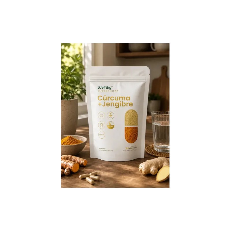 Wellthy Cúrcuma Y Jengibre 100 Cápsulas Sabor Neutro