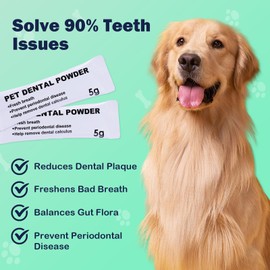 UNIPUP Pet Teeth Cleaning Powder, Safe & Natural Oral Care Formula Dog Dental Powder, Reduces Plaque & Tartar, Freshens Breath, Sodium Hexametaphosphate Free Dog Dental Powder -5g*20 sachets