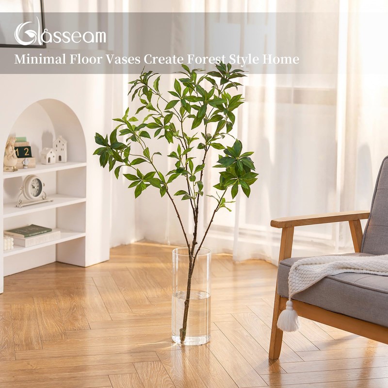 Glasseam Large Glass Cylinder Vases: 3 Pcs Clear Tall Hurricane