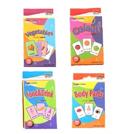 Large Vegetables, Color, Food&Drink, Body Parts Flash Cards, Learning Educational Flashcards,Learning Knowledge of a Good Helper(4 Themes, 144 Card)