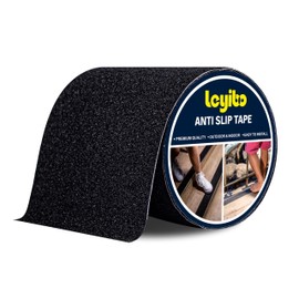 Leyibo Anti Slip Tape, 6 Inch x 16 Ft Grip Tape for Stairs Outdoor/Indoor, Waterproof Non Skid Roll for Stair Treads Non Slip, High Traction Friction Abrasive Adhesive Stair Steps - Black