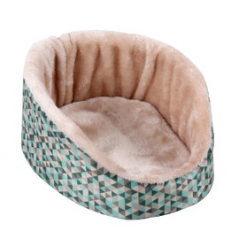 Dehner Small Animal Cuddly Bed Velvet, Approx. 31 x 25 x 13 cm, Nylon/Plush, Rose/Turquoise/Grey