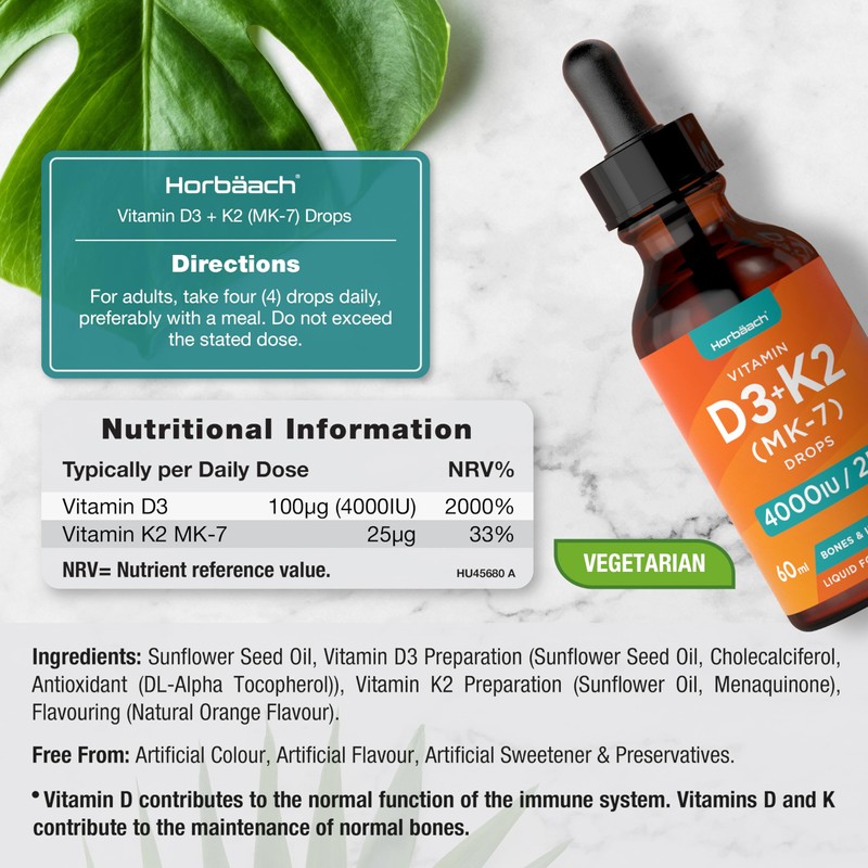 Vitamin D3 K2 Drops | 60mL | High Strength Vitamin