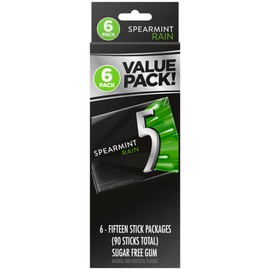 5 Rain Spearmint Sugarfree Gum, 6 Value Packs (36 packs total)