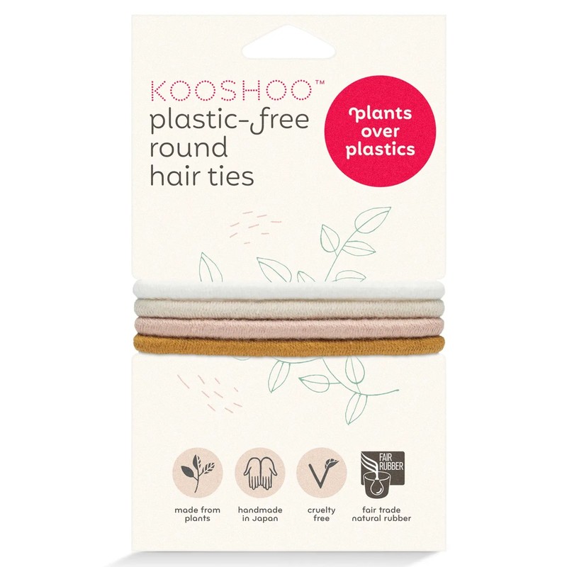 Kooshoo Round Mondo Plastic-Free Hair Ties 4 Pack, Black