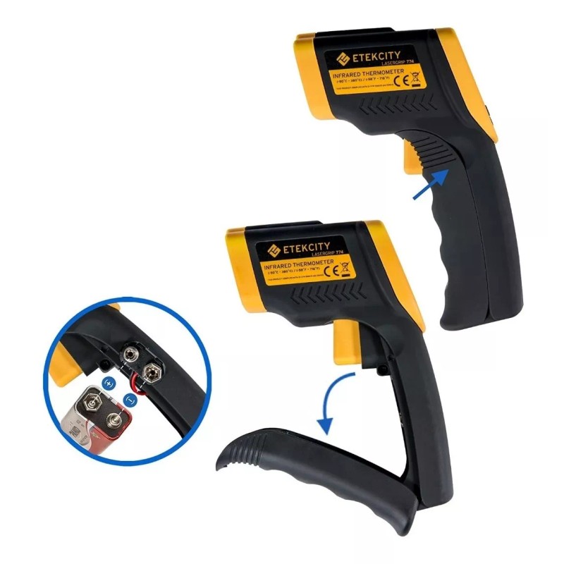ETCity Termometro Digital Medidor Temperatura 380 Celsius Infrarroj