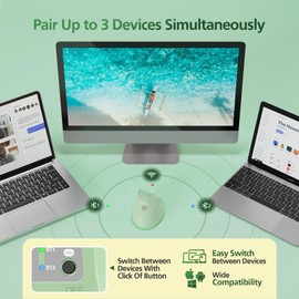 Micropack - mouse vertical multidispositivo, 3 modos Bluetooth 5.0 y 3.0 mouse inalámbrico 2.4G con DPI ajustable y clic silencioso para portátil, MacBook, PC, Windows, Android, iOS, MacOS, verde