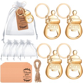CHENGU Popping Bottle Openers Baby Shower Return Favors for Guests Bottle Opener Decorations and Souvenirs with Organza Bags Thank You Tags for Theme Party Favors (Keychain Style,151 Pieces)