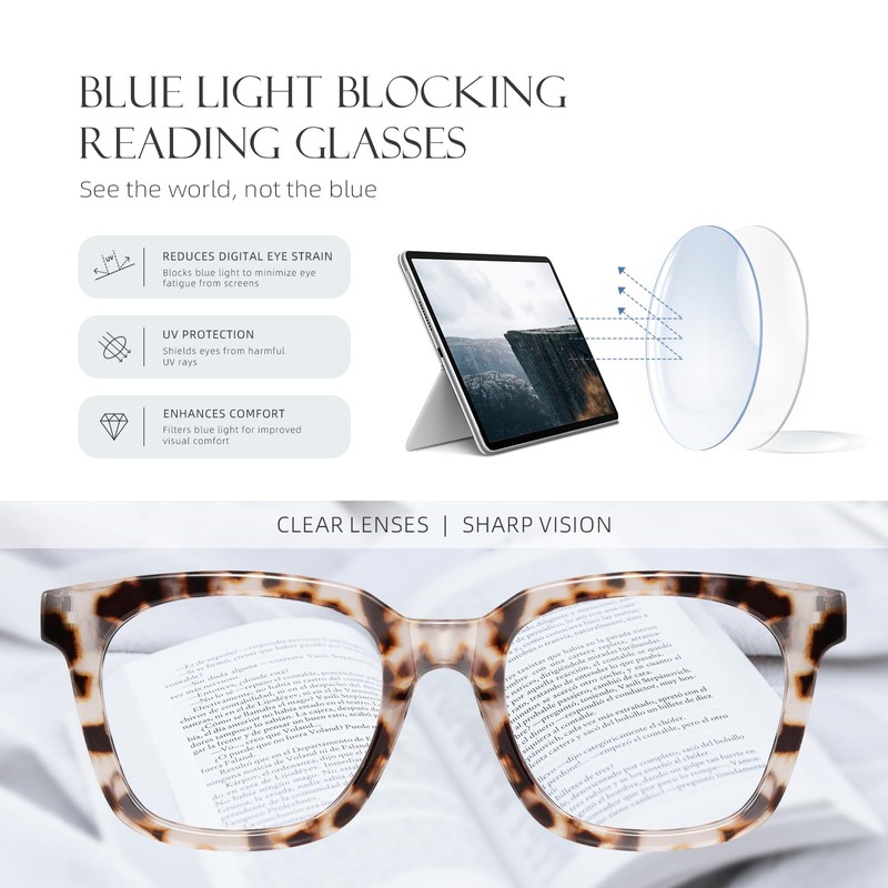 AIMISUV Reading Glasses for Women Men - Blue Light Blocking