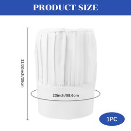 CREATCABIN Tall Chef Hat Adult Adjustable Elastic Baker Kitchen Catering Wear Cooking Hat Custom Polycotton Chef Cap Breathable Mesh Top for Men Women Grill BBQ Chefs Dad Gift Father's Day White