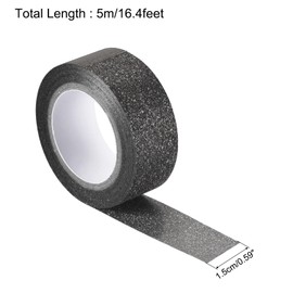 MECCANIXITY 0.6inch x 16.4ft Glitter Tape, Decorative Craft Tape Self Adhesive Stick Light Black 1.5cm x 5 M for Scrapbook, DIY Arts, Gift Wrapping
