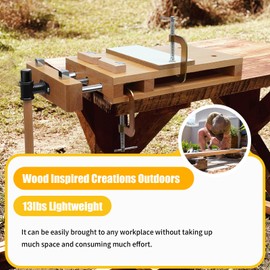 KOLHGNSE Portable Workbench Hard Woodworking Vise Desktop Work Table Work Bench with G-Type Fixing Clips and Limit Blocks, for Home Woodworking Studios (Wood Color)