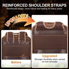 TIDING 17.3 Inch Full Grain Leather Laptop Backpack for Men Multi Pockets Casual Daypack Travel Rucksack