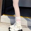 Lolita Knit Leg Warmers Ribbon Bow Knot Japanese Cable Knit