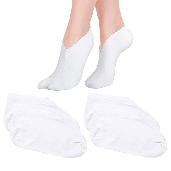 3 Pairs Moisturizing Socks Overnight, Thin Foot Spa Socks Cotton Mois-ture Enhancing Socks Cosmetic Moisturizing Socks Lotion Moisturizing Socks for Dry Feet, Hard Cracked Heels, Rough Skin(White)