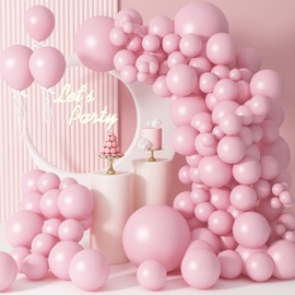 142 Pcs Pastel Pink Balloons Arch Different Size 45.7cm 30.5cm 25.4cm 12.7cm Light Pink Balloons Valentine's Day Birthday Light Pink Balloons Wedding Anniversary Baby Shower Garland Arch Party
