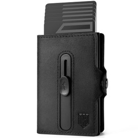 DODENSHA Airtag Kartenetui RFID Schutz Herren Geldbörse | POP UP Slim Wallet mit Münzfach | kleine Kreditkartenetui portmonee für Herren | Geldbeutel Herren klein für 10+ Karten | Schwarz