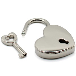 LBTODH 4 Pcs Heart Shaped Padlock Antique Mini Padlock Retro Style Box Lock with Key for Jewelry Box Small Wooden Box(Silver)