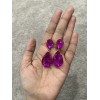 Unbranded 2” Clip On Long Gold Hot Pink Fuchsia Rhinestone