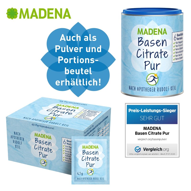 MADENA BasenCitrate Pure, 180 Capsules, Electrolyte Supplier with 100% Organic