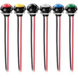 Gebildet 6pcs 12mm 3A/250VAC Prewired Waterproof Momentary Push Button SPST ON/Off,Lockless Mini Round Button for Car Trumpet,PC,Home Doorbell