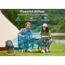 Geek Aire 12" Portable Battery Operated Fan with Metal Blade, 360 Vertical Ti...