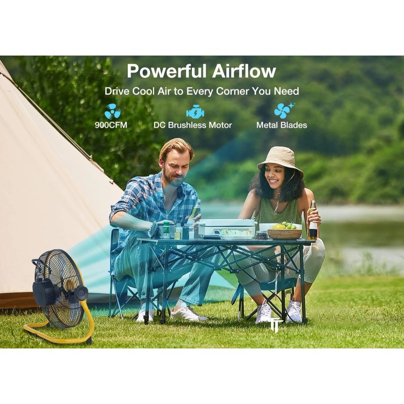 Geek Aire 12" Portable Battery Operated Fan with Metal Blade,
