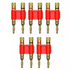 Gold Plated Copper Dual Screw Banana Plug Connectors Red 4mm Plugs 12 - 18 AWG