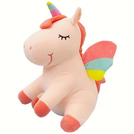 SNOWOLF Unicorn Stuffed Animal Toys Cute Soft Unicorn Plush Hugging Pillow with Rainbow Wings Kawaii Toy for Kids Girls (25CM/9.8Inch, Pink)