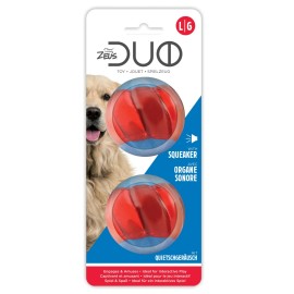 ZEUS DUO BALL DOG TOY WITH SQUEAKER - LARGE - 2 PACK - 2.5 IN