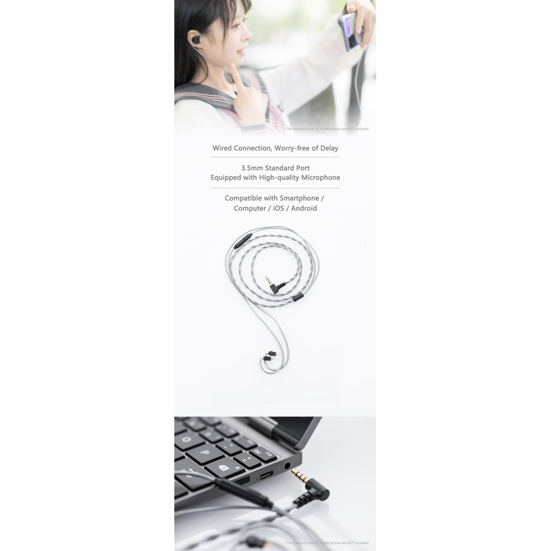 Moondrop MC1 Multipurpose Microphone Cable 3.5mm Earphone Upgrade Cable Microphone