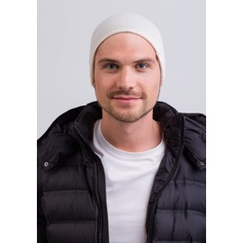 -MERE.CH 100% mere Beanie Hat | Knitted Hat for Women and Teenagers - White - One size