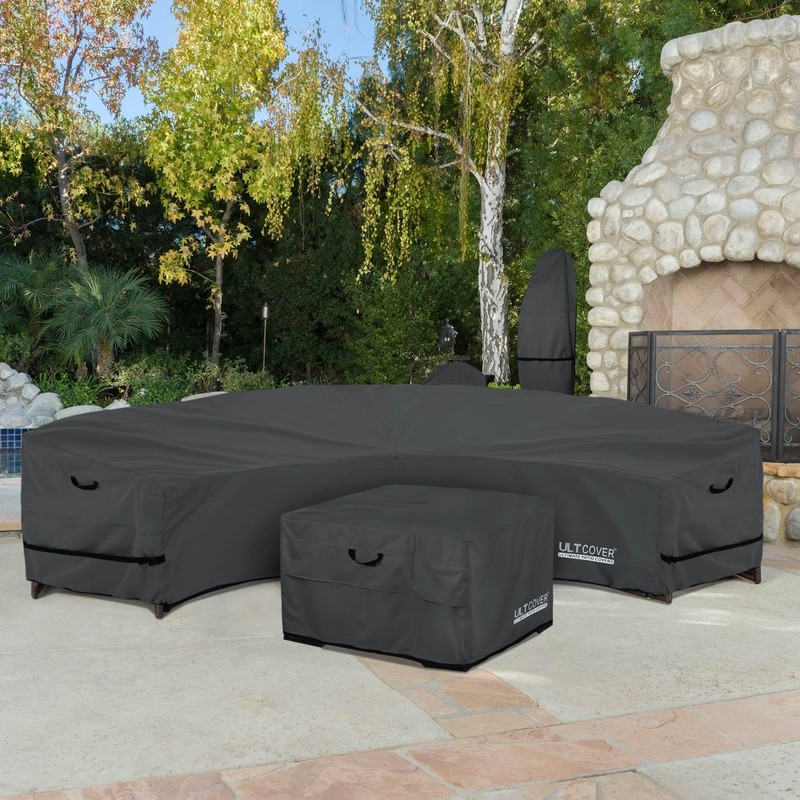 ULTCOVER Patio Curved Sofa Cover Waterproof for 5-7 Seater Outdoor