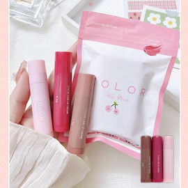 3 PCS Lipstick Set for Women, Long Lasting Nourishing Moisturizing Hydrating Tinted Lip Balm Set, Nude Peach Cherry Red Smooth Lipstick Lip Gloss for Women, Gift for Girls