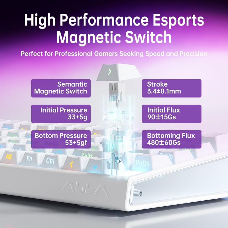 Aula Hero 68 HE 60% Gaming Keyboard Wired, Hall Effect