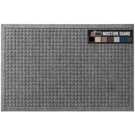 Gorilla Grip Gorilla Grip Ultra Absorbent Moisture Guard Doormat, Absorbs Up to 6 Cups of Water, Stain and Fade Resistant, Spiked Rubber Backing, All Weather Mats Capture Dirt, Indoor Outdoor, 47x35, Grey