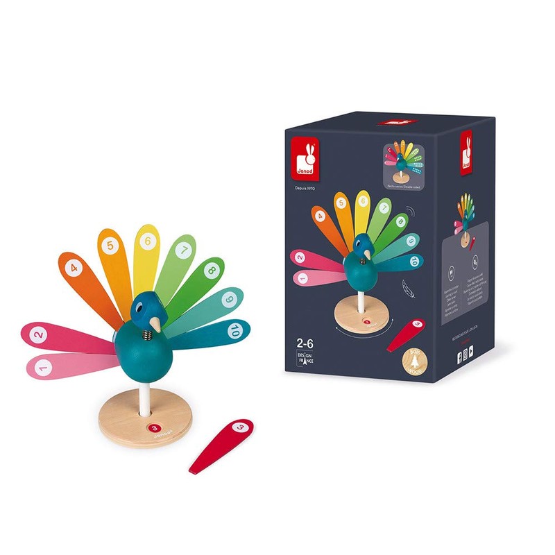 Janod - I'M Learning to Count Peacock - Wooden Early