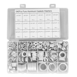 540Pcs Seal Dowty Washer Kit, Comes with Storage Box, 18 Common Sizes, Aluminum Alloy Material, Rust and Corrosion Resistan, Seal Gasket Assortment for Automobiles