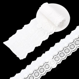 letsinstyle 5 Yards Embroidered Ruffled Sew on Trims, White Lace Embroidery Trim, Cotton Lace Fabric Trimmings for DIY Craft and Sewing Wedding Bridal Dress