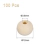 sourcing map 100pcs Round Wood Beads 12mm Diameter Unfinished Solid