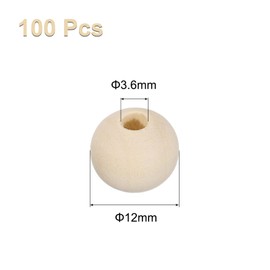 sourcing map 100pcs Round Wood Beads 12mm Diameter Unfinished Solid Wooden Spheres, Natural Wood Craft Balls for DIY Craft Projects Art Ornaments