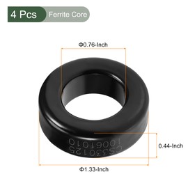 YOKIVE 4pcs Toroid Core Ferrite Chalk Ring Iron Powder Inductor Ferrite Ring Perfect for Power Transformer Black Gray 20.5mmx12.2mmx6.5mm