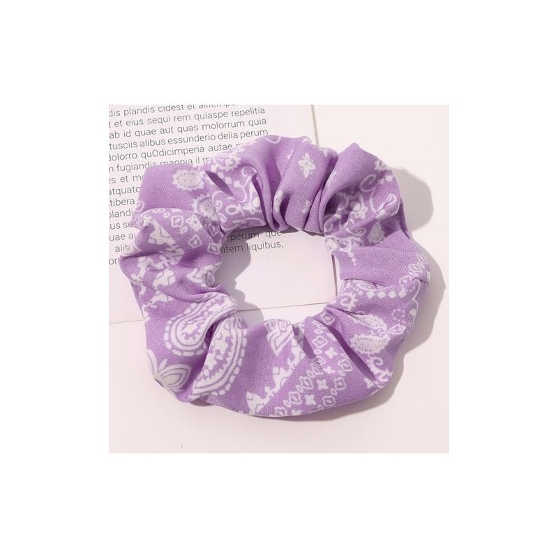 Scrunchie Lilac Paisley Scarf Hair Band Elastic Ponytail Tie Soft