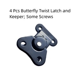 QLXHBOT Butterfly Twist Latch and Keeper Metal Hardware Toggle Clamp Hasp Box Chest Closure with Screws for Flight Case,1.97" x 1.5" Black 4 Pcs