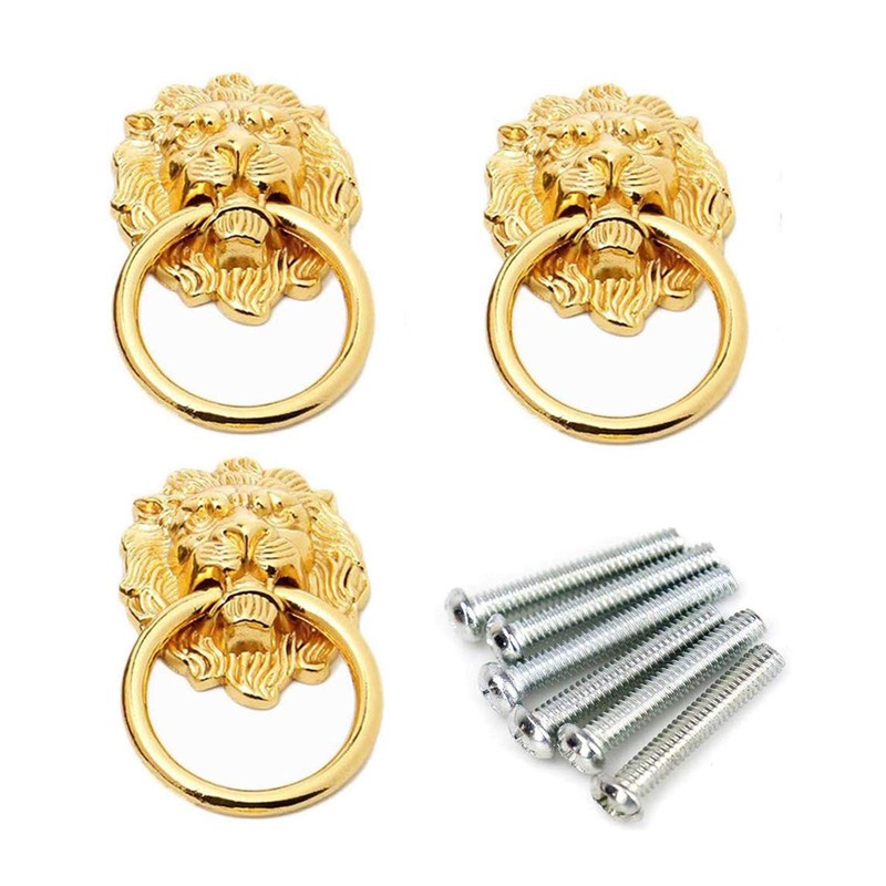 6 Pack Dresser Drawer Cabinet Lion Head Pull Handle Knobs