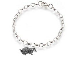 A8 Badger fine lead free English Pewter charm on a belcher link chain anklet bracelet